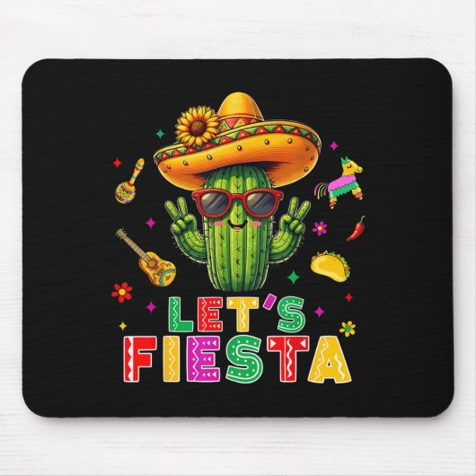 Cinco de mayo mexican cactus funny lets fiestaCinc マウスパッド (正面)