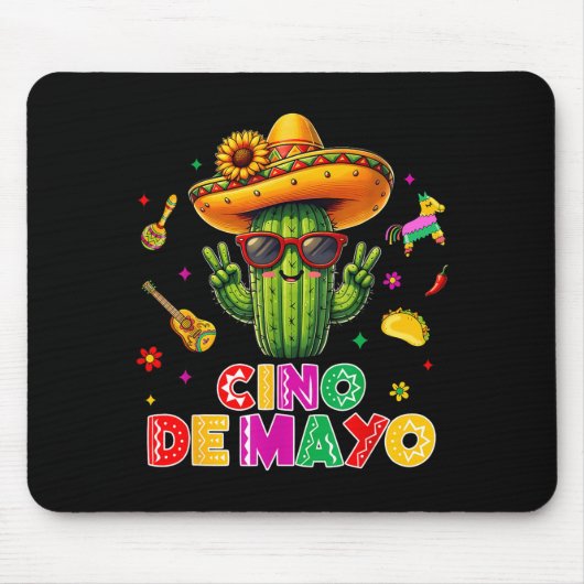 Cinco de mayo mexican cactus funny lets fiestaCinc マウスパッド (正面)
