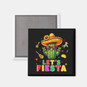 Cinco de mayo mexican cactus funny lets fiestaCinc マグネット (正面/裏面)