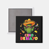 Cinco de mayo mexican cactus funny lets fiestaCinc マグネット (正面/裏面)