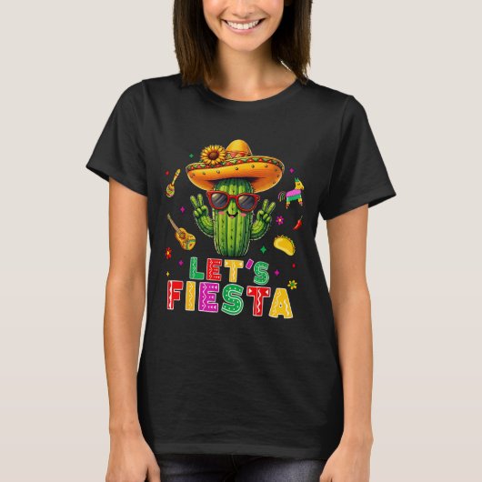 Cinco de mayo mexican cactus funny lets fiestaCinc Tシャツ (正面)