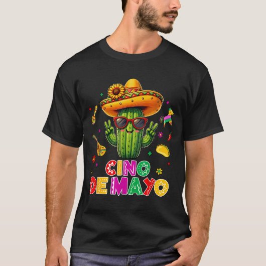 Cinco de mayo mexican cactus funny lets fiestaCinc Tシャツ (正面)