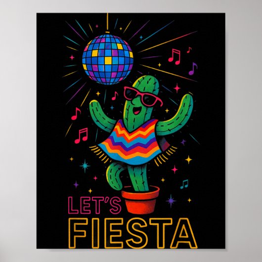 Cinco de mayo mexican cactus party funny letsCinco ポスター (正面)