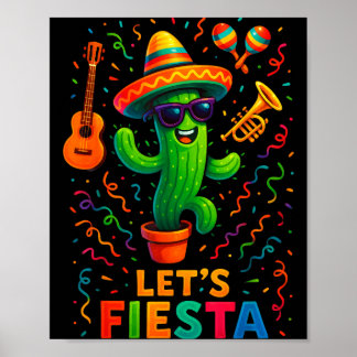 Cinco de mayo mexican cactus party funny letsCinco ポスター