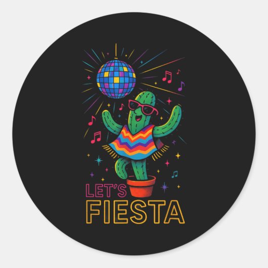 Cinco de mayo mexican cactus party funny letsCinco ラウンドシール (正面)