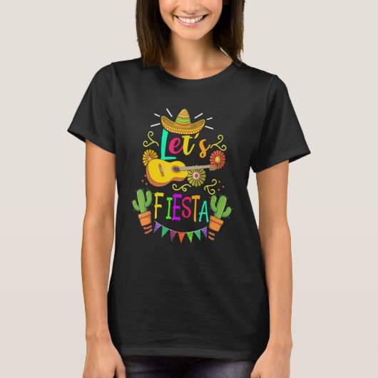 Cinco De Mayo Mexican Guitar Cactus for Men Women  Tシャツ (正面)