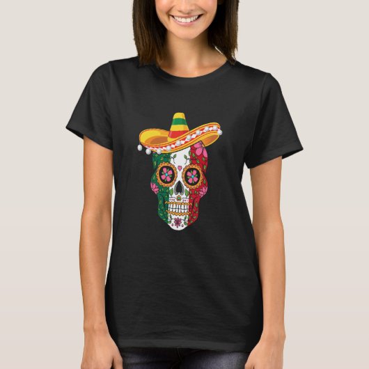 Cinco de Mayo mexican skull celebrate fiesta Tシャツ (正面)