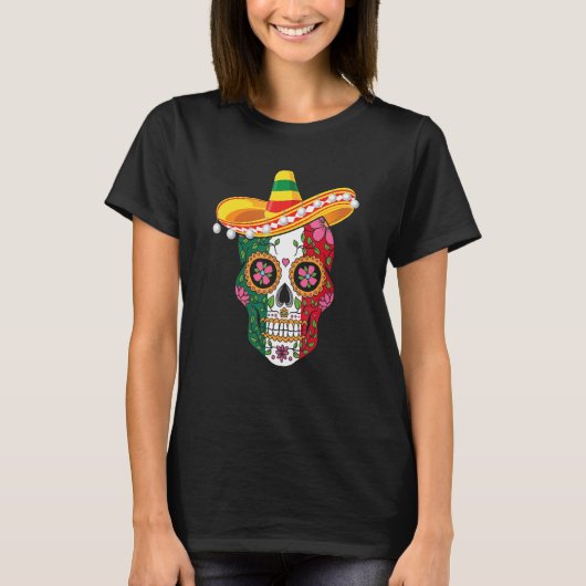 Cinco De Mayo Party Sugar Skull Men Women Mexican  Tシャツ (正面)
