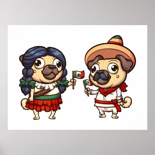Cinco De Mayo Pugsポスター ポスター (正面)