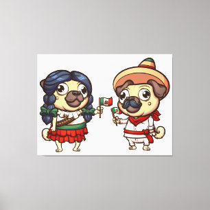 Cinco De Mayo Pugs Canvas Print キャンバスプリント