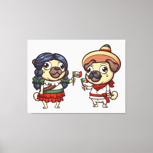 Cinco De Mayo Pugs Canvas Print キャンバスプリント (正面)