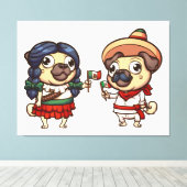 Cinco De Mayo Pugs Canvas Print キャンバスプリント (インサイチュ (ウッドフロア))