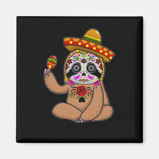 Cinco De Mayo Slothハロウィンメキシコの死の日 マグネット (正面)