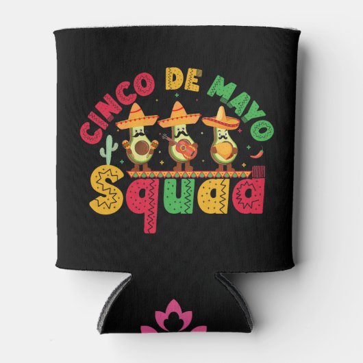 Cinco De Mayo Squad Avocado, Funny Cinco De Mayo  缶クーラー (正面)