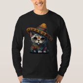 Cinco De Mayo Sugar Skull Cat Sombrero Mexican Tシャツ (正面)