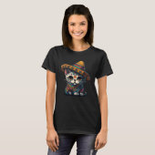 Cinco De Mayo Sugar Skull Cat Sombrero Mexican Tシャツ (正面フル)