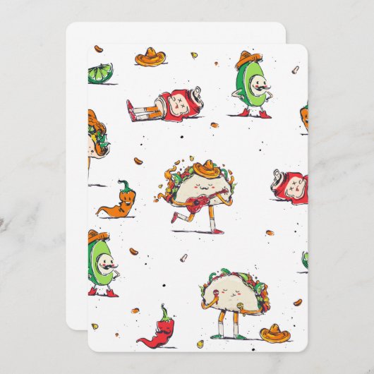 cinco de mayo tacosかわいいメキシコ 招待状 (正面/裏面)