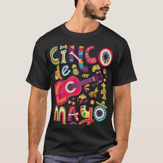 Cinco de Mayo Tee, Mexican Taco Guitar Fiesta Tシャツ (正面)