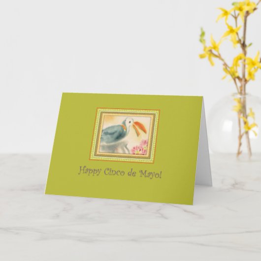 Cinco de Mayo Toucan on Green カード (黄色い花)