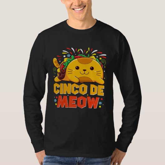 Cinco De Meo  Mexican Cat Cinco De Mayo Costume Ta Tシャツ (正面)