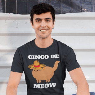 CINCO DE MEOW おもしろい CAT TシャツTシャツ Tシャツ