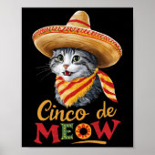 Cinco De Meow Cinco De Mayoメキシコおもしろい猫Somb ポスター (正面)