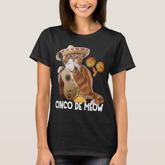 Cinco De Meow Cinco De Mayo猫の衣装 Tシャツ (正面)