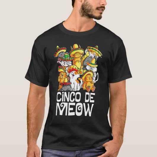 Cinco De Meow Mayo Cat Sombrero Mexico Taco Cinco Tシャツ (正面)