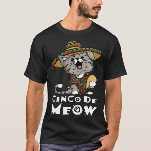 Cinco De Meow with Smiling Cat Taco and Sombrero Tシャツ (正面)