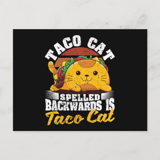 Cinco De Myo Cats Tacocatの字体を逆に綴った ポストカード (正面)