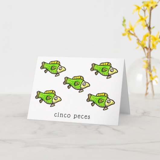 Cinco Peces Fish Feliz Cumpleanos Birthday Card カード (黄色い花)