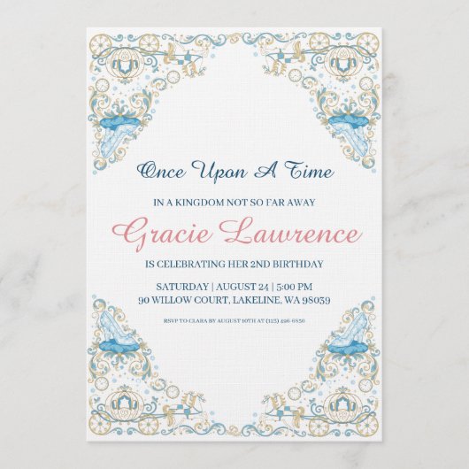Cinderella princess birthday invitations 招待状 (正面)