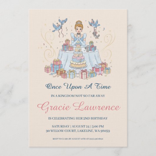 Cinderella princess birthday invitations 招待状 (正面)