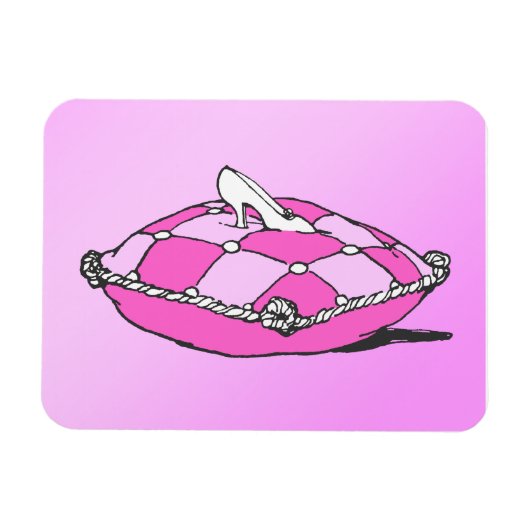 Cinderella Slipper on Pink Pillow マグネット (横)