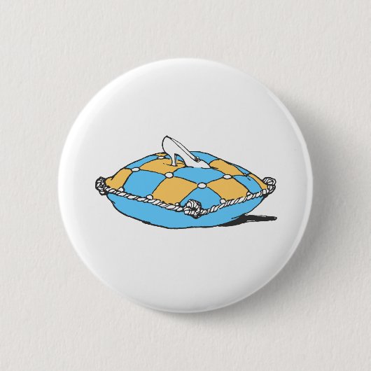 Cinderella Slipper on Teal Orange Pillow 缶バッジ (正面)