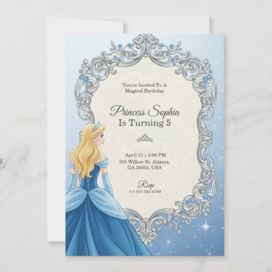 Cinderella-themed birthday invitation  招待状 (正面)
