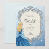 Cinderella-themed birthday invitation  招待状 (正面/裏面)