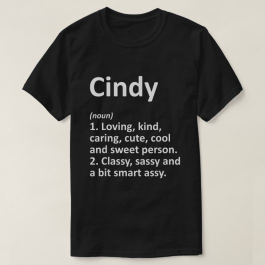 CINDY定義名パーソナライズされた誕生日 Tシャツ (デザイン正面)