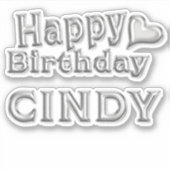 Cindy Happy Birthday silver Aufkleber Sticker シール (正面)