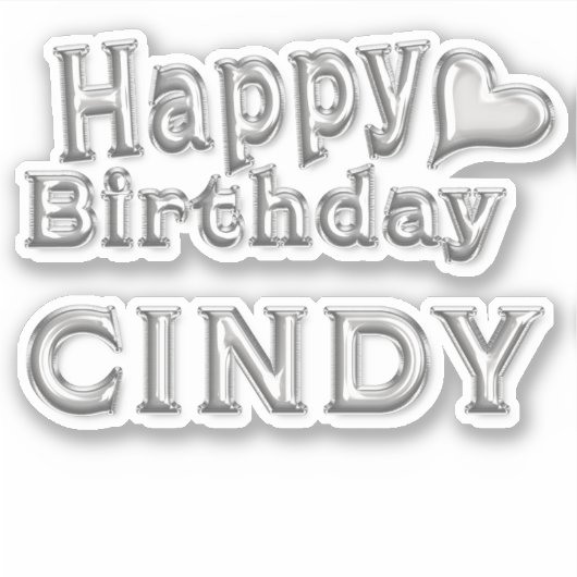 Cindy Happy Birthday silver Aufkleber Sticker シール (正面)
