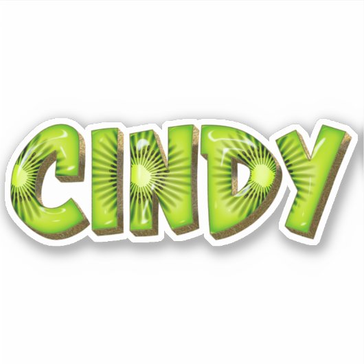 Cindy Name Kiwi Design Aufkleber Sticker シール (正面)