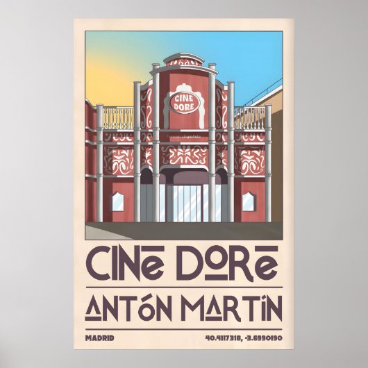 Cine Doré Madrid Poster Graphic Cinema Facade, Red ポスター (正面)