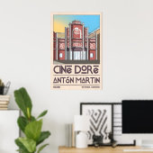 Cine Doré Madrid Poster Graphic Cinema Facade, Red ポスター (ホームオフィス)