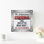 Cinema Movie Night Theater Theatre Wall Clock  スクエア壁時計 (ホーム)