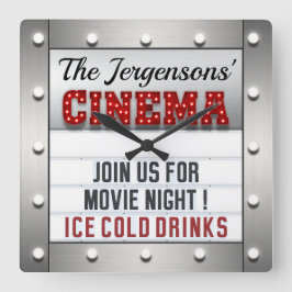 Cinema Movie Night Theater Theatre Wall Clock  スクエア壁時計