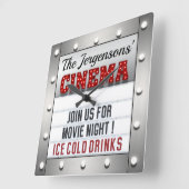 Cinema Movie Night Theater Theatre Wall Clock  スクエア壁時計 (傾斜)