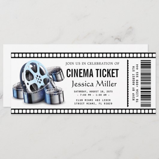cinema ticket Invitation 招待状 (正面/裏面)