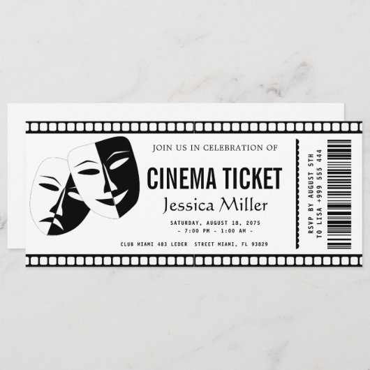 cinema ticket Invitation 招待状 (正面/裏面)