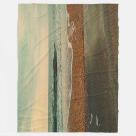 Cinematic Beach Seascape Vintage Ocean Waves フリースブランケット