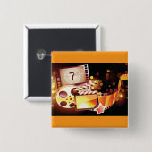 Cinematic Film Reel and Clapperboard 缶バッジ (正面&裏面)